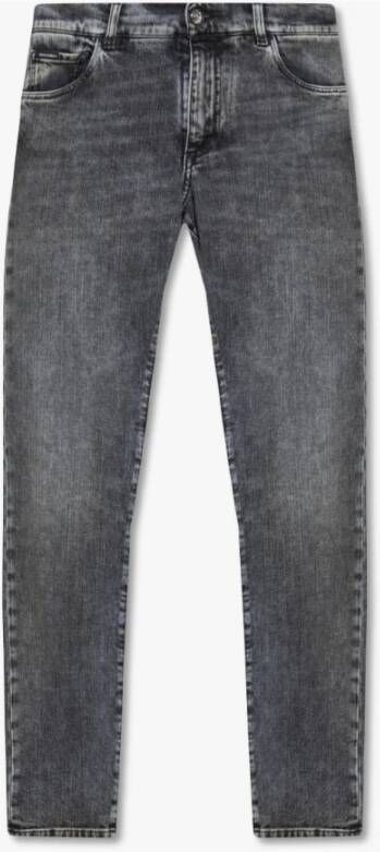 Dolce & Gabbana Slim-fit Grijze Stretch Denim Jeans Gray Heren