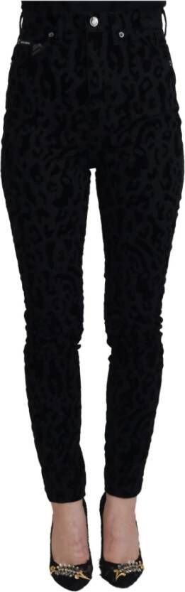 Dolce & Gabbana Zwarte Luipaard Skinny Denim Jeans Black Dames
