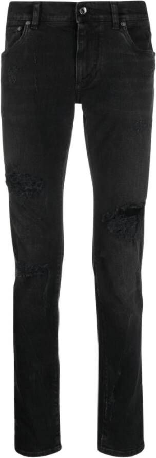 Dolce & Gabbana Gescheurde Skinny Jeans met Distressed Details Black Heren