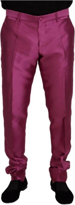 Dolce & Gabbana Roze Zijden Slim Fit Jurkbroek Pink Heren