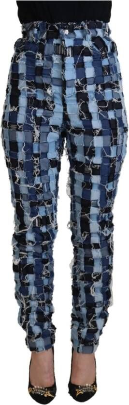 Dolce & Gabbana Multicolor Patchwork High-Waist Skinny Jeans Multicolor Dames