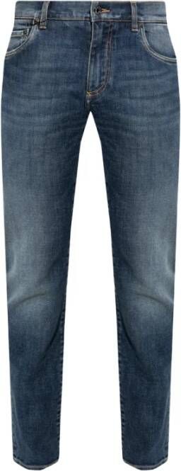 Dolce & Gabbana Klassieke Slim Fit Jeans in Lichtblauw Gewassen Denim Black Heren