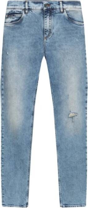 Dolce & Gabbana Slim Fit Versleten Jeans Blue Heren
