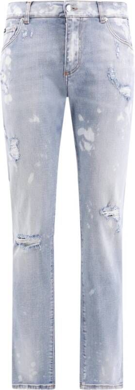Dolce & Gabbana Slimme Jeans met vernietigd effect Blauw Heren
