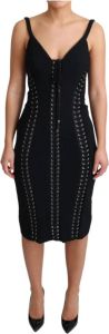 Dolce & Gabbana Slip geweven applique bodycon viscose -jurk Zwart Dames