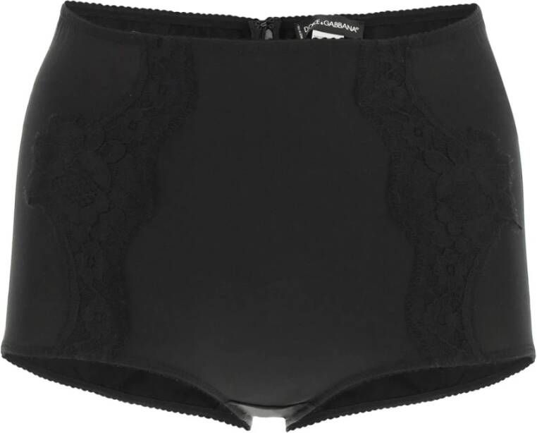 Dolce & Gabbana Zijden Kant Hoge Taille Slipjes Black Dames