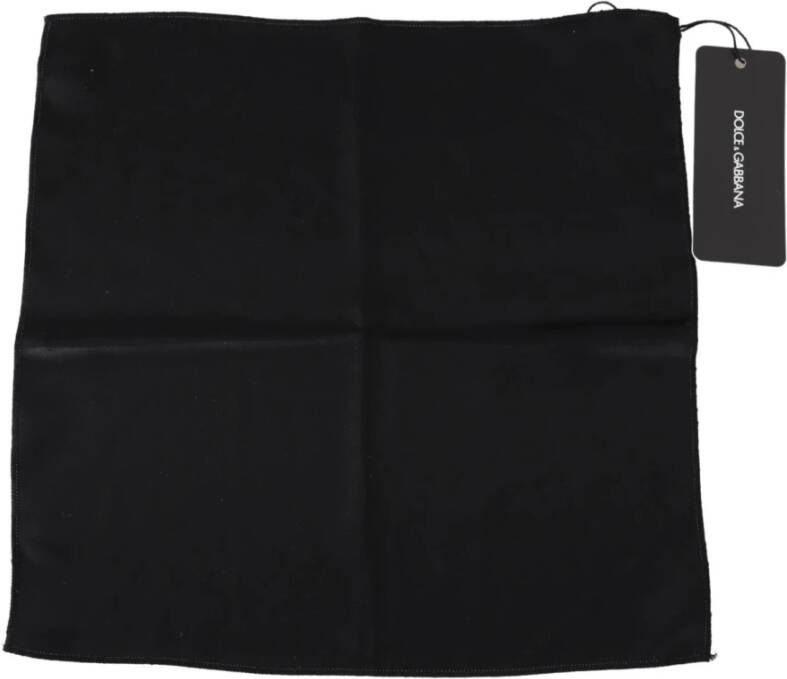 Dolce & Gabbana Solid Black Square Mens Handkerchief Zwart Heren