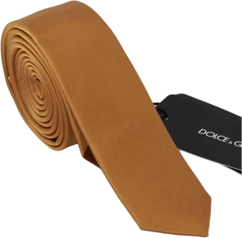 Dolce & Gabbana Solid Brown 100% Silk Wide Necktie Men Tie Bruin Unisex