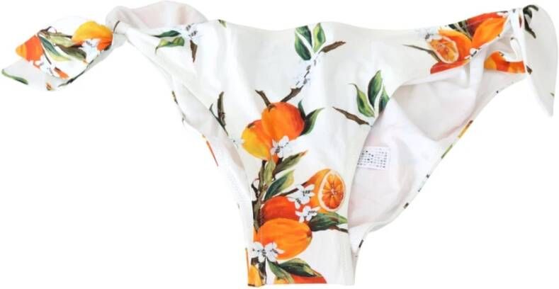 Dolce & Gabbana Stijlvolle witte bikinibroek met oranje print Wit Dames