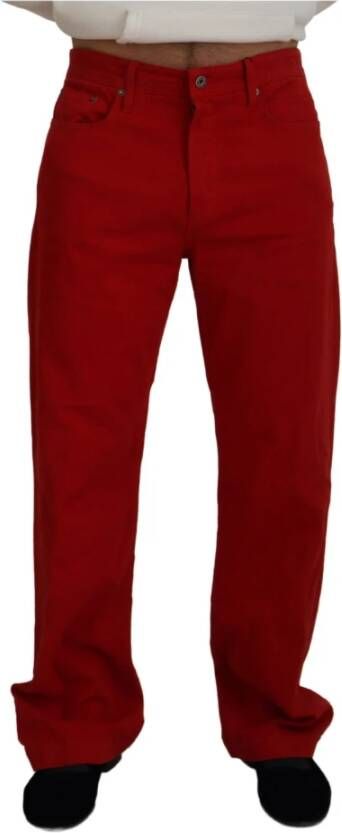 Dolce & Gabbana Rode Katoenen Straight Fit Heren Denim Jeans Red Heren