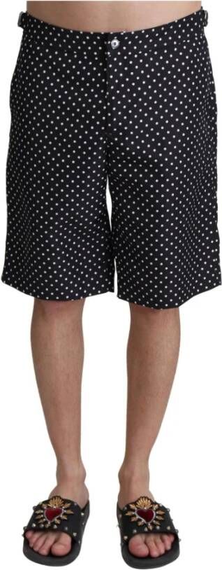 Dolce & Gabbana Zwarte Polka Dot Strandkleding Shorts Zwemkleding Black Heren