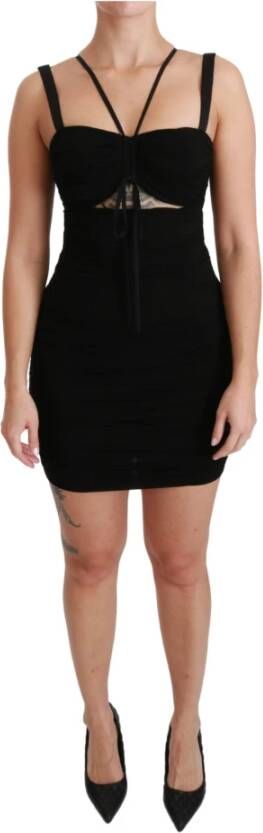 Dolce & Gabbana Luxe Zwarte Stretch Sheath Mini Jurk Black Dames