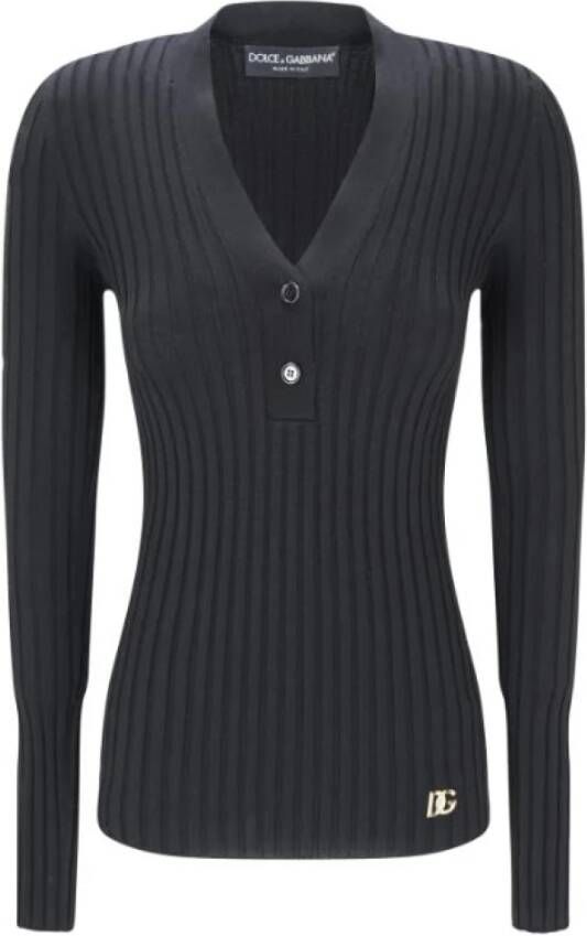 Dolce & Gabbana Stretch wollen truien met knoopdetail Zwart Dames