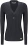 Dolce & Gabbana Stretch wollen truien met knoopdetail Zwart Dames - Thumbnail 1