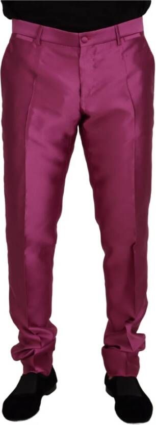 Dolce & Gabbana Roze Zijden Slim Fit Jurkbroek Pink Heren