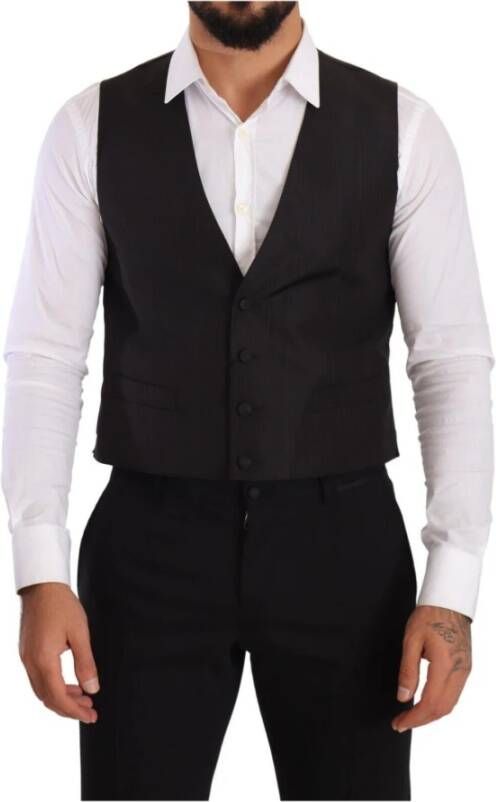 Dolce & Gabbana Grijze Zijden Formele Vest Slim Fit Gemaakt in Italië Gray Heren