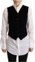 Dolce & Gabbana Luxe Zwarte V-hals Luipaard Corduroy Knoop Vest Top Black Dames - Thumbnail 1