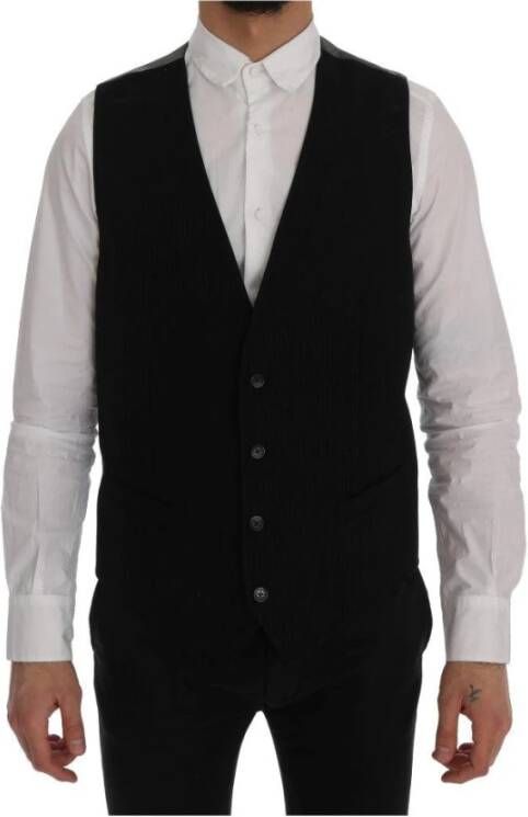 Dolce & Gabbana Gestreept Single Breasted Vest Black Heren