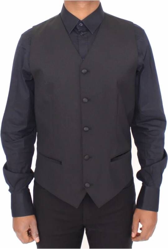 Dolce & Gabbana Stretch Jurk Vest Blazer Black Heren