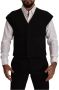 Dolce & Gabbana Prachtige Zwarte Wol Katoenen Jurk Gilet Vest Black Heren - Thumbnail 1
