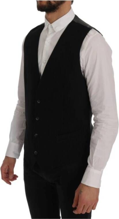 Dolce & Gabbana Gestreept Single Breasted Vest Black Heren