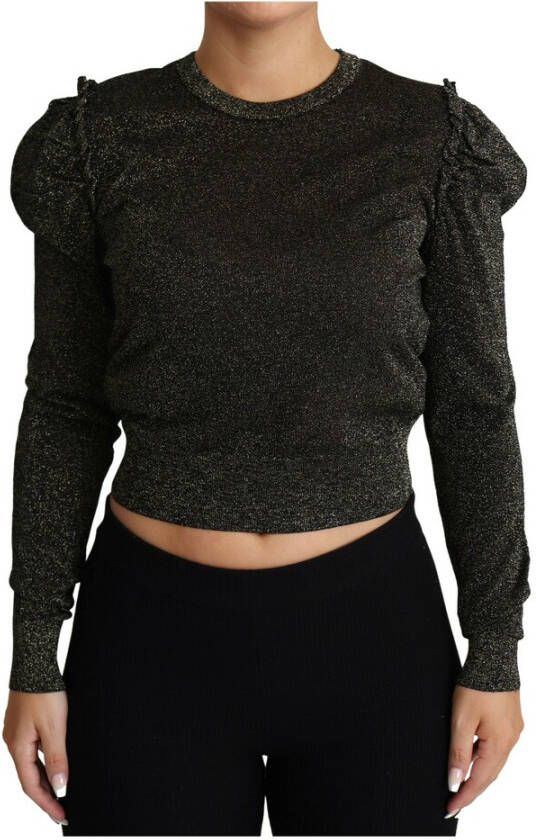 Dolce & Gabbana Zwart Goud Cropped Pullover Sweater Black Dames