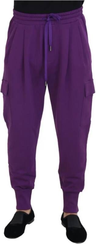 Dolce & Gabbana Paarse Katoenen Cargo Sweatpants Purple Heren