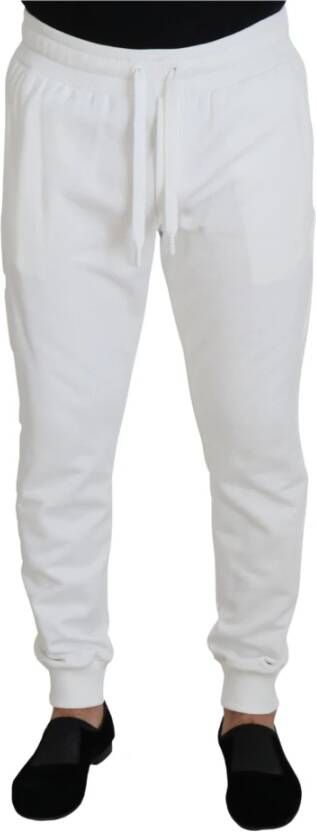 Dolce & Gabbana Witte Logo Katoenen Sweatpants Klassieke Pasvorm White Heren