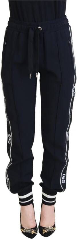 Dolce & Gabbana Zwarte hoge taille jogger viscose broek Blue Dames