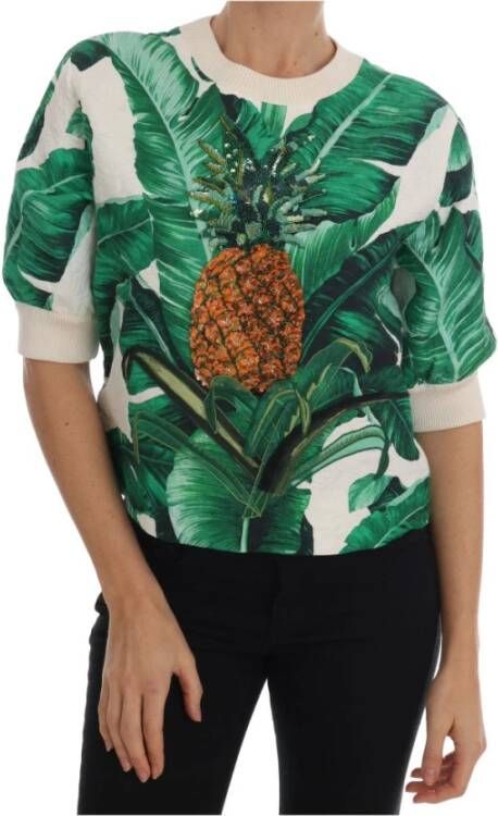 Dolce & Gabbana Tropische Paillet Ananas Sweater Multicolor Dames