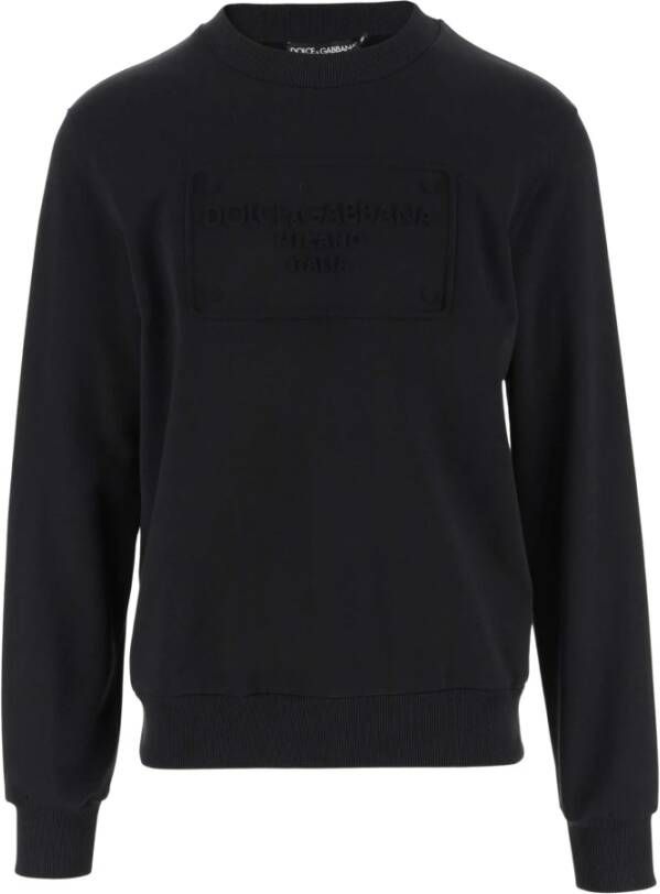 Dolce & Gabbana Herenkatoenen sweatshirt met ronde hals Black Heren