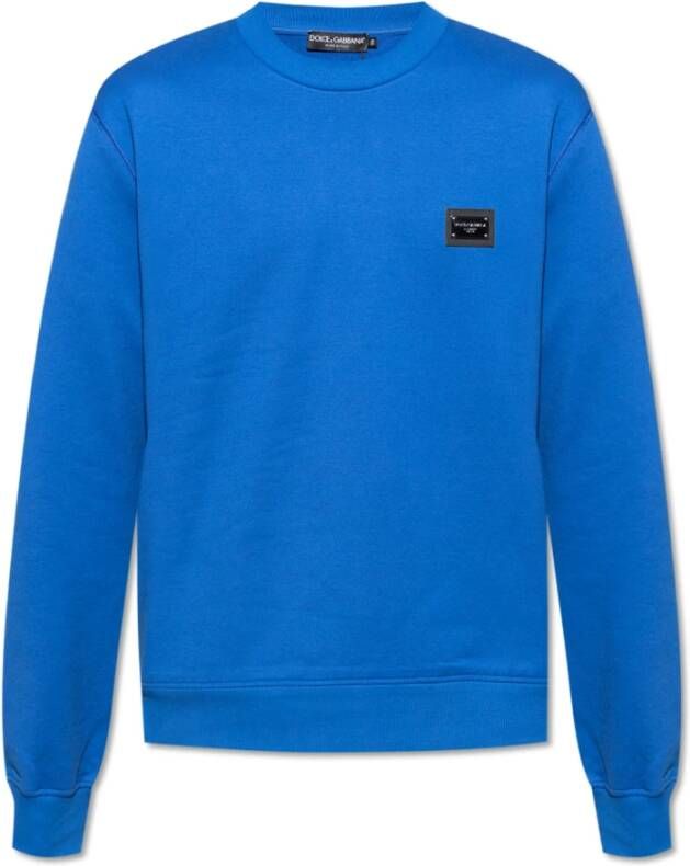 Dolce & Gabbana Logo Plaque Sweatshirt Blue Heren