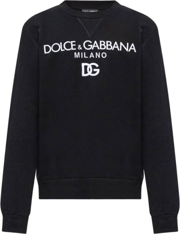 Dolce & Gabbana Zwarte Katoenen Logo-Plaque Sweatshirt Zwart Heren - Foto 1
