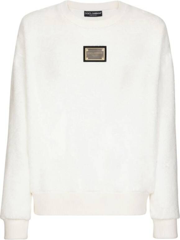 Dolce & Gabbana Witte Geribbelde Katoenen Sweatshirt White Heren