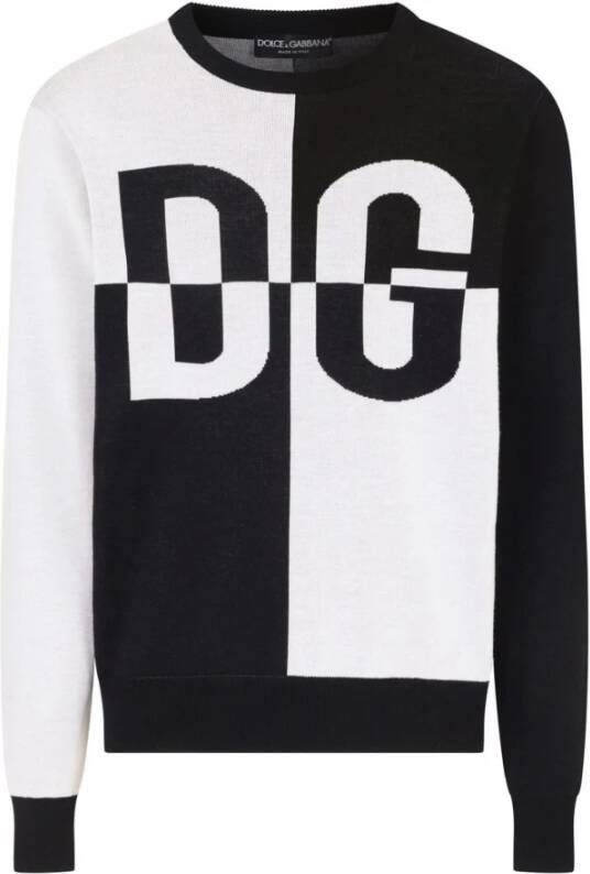 Dolce & Gabbana Luxe Wol Logo Sweater Black Heren