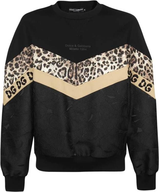 Dolce & Gabbana Gedrukte Sweatshirt met Relief Logo Detail Zwart Heren