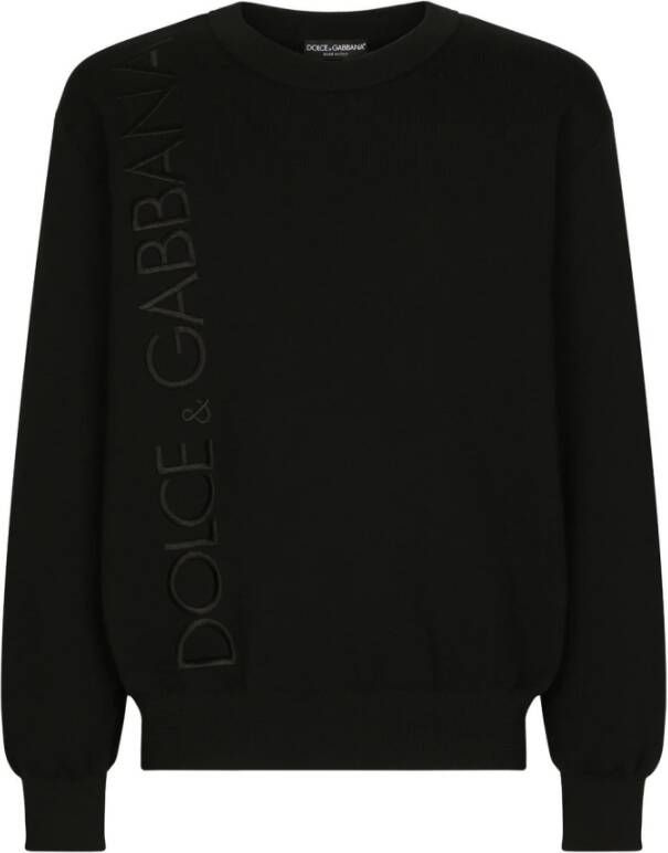 Dolce & Gabbana Trainingsshirt Wolmix Geborduurd Logo Black Heren