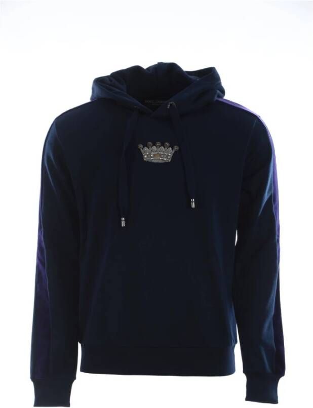 Dolce & Gabbana Blauw Katoenen Kroon Hoodie Black Heren