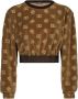Dolce & Gabbana Korte Chenille Sweatshirt met Jacquard DG Logo Beige Dames - Thumbnail 1