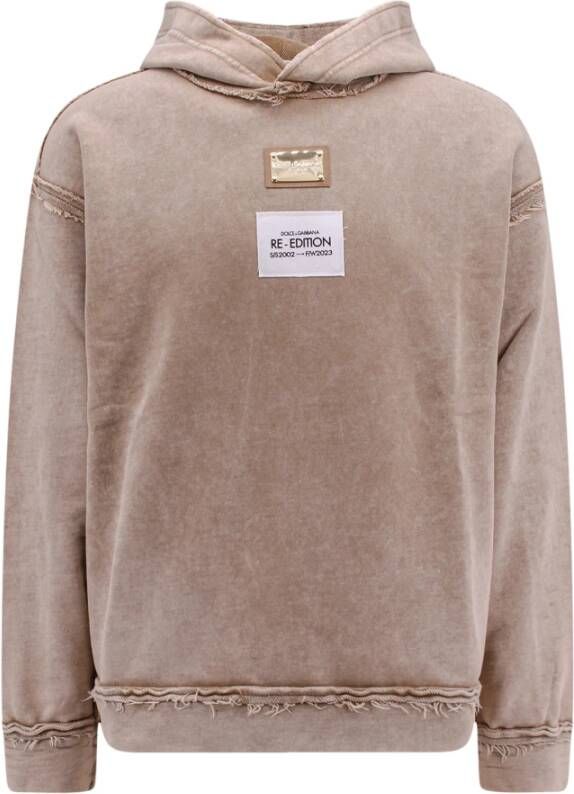 Dolce & Gabbana Beige Katoenen Re-Edition Sweatshirt Aw23 Brown Heren