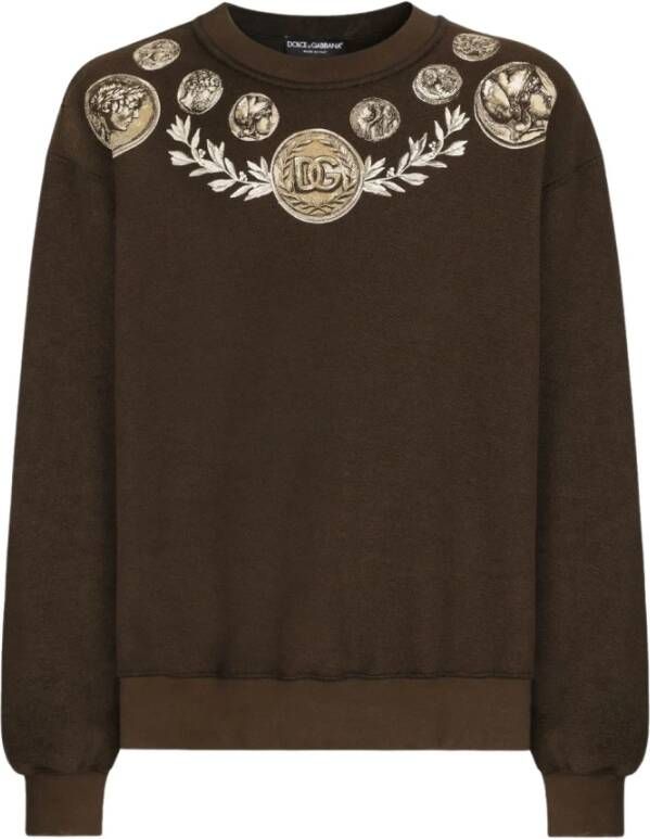 Dolce & Gabbana Katoenen Sweatshirt met Grafische Print Brown Heren