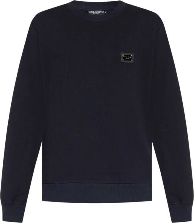 Dolce & Gabbana Katoenen Crew-Neck Sweatshirt Blue Heren