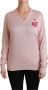 Dolce & Gabbana Pink Floral Embellished Pullover Silk Sweater Roze Dames - Thumbnail 1