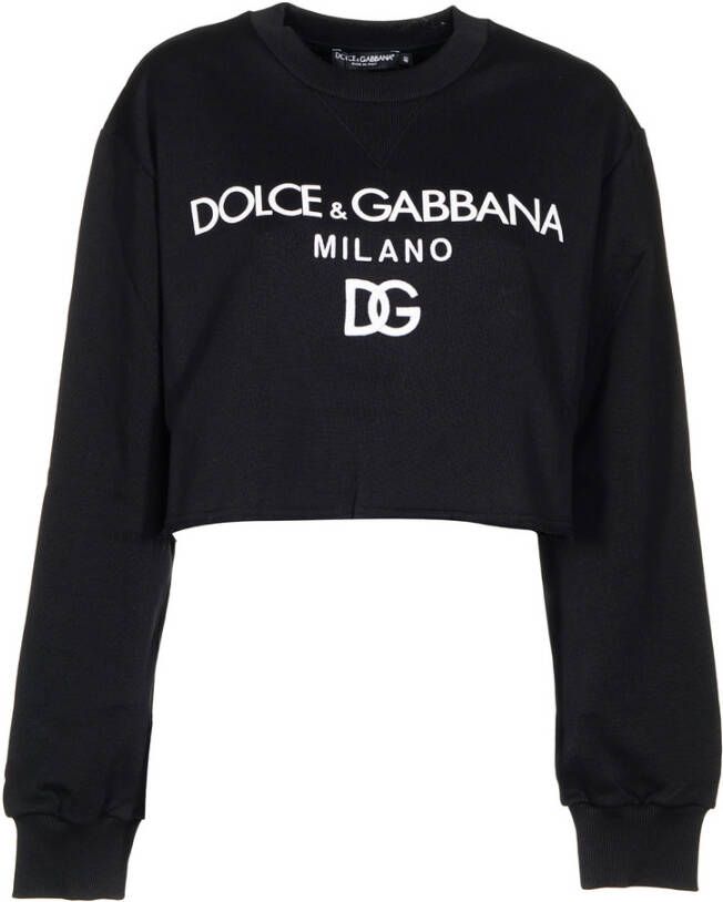 Dolce & Gabbana Cropped sweatshirt with logo Zwart Dames