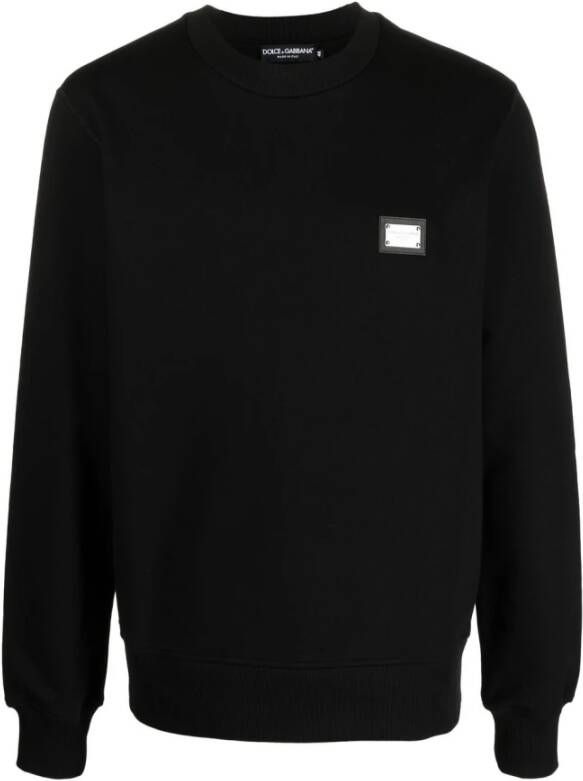 Dolce & Gabbana Zwarte Katoenen Sweaters met Logo Black Heren