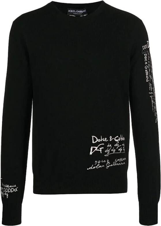 Dolce & Gabbana Luxe Cashmere Logo Sweater Black Heren