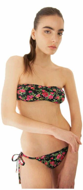 Dolce & Gabbana Bloemen Bandeau Bikini Top Black Dames