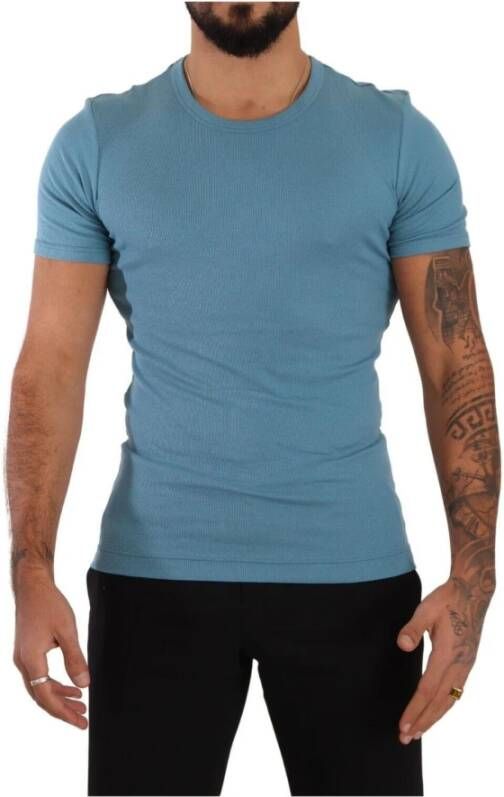 Dolce & Gabbana Blauw Ronde Hals T-Shirt voor Heren Blauw Heren
