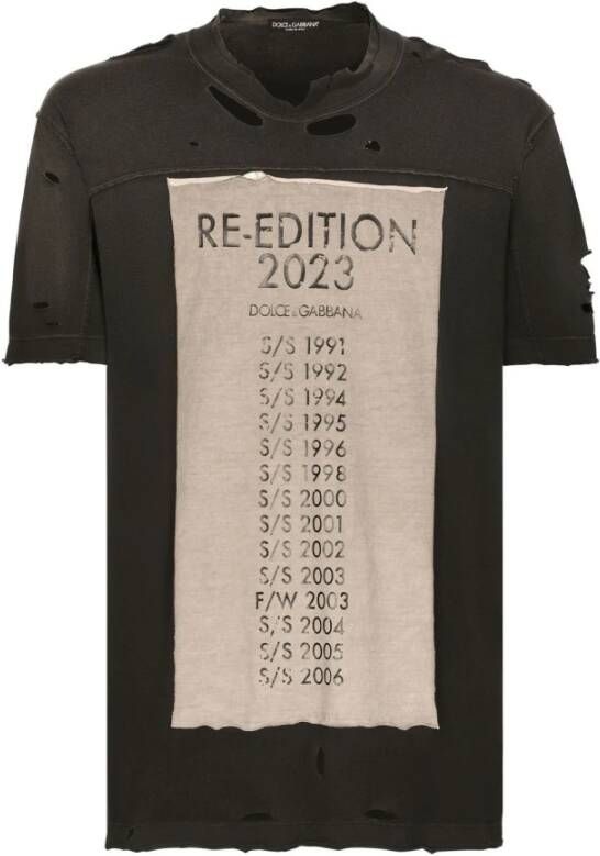 Dolce & Gabbana Grijze Re-Edition 2023 Print T-shirt Gray Heren