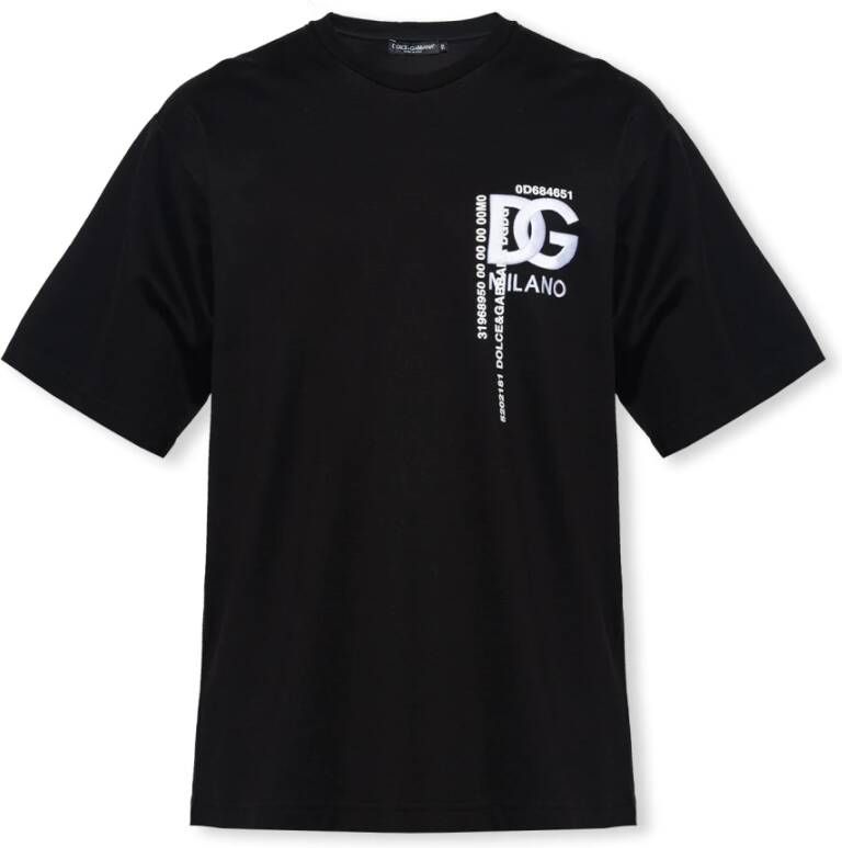Dolce & Gabbana Zwarte T-shirts en Polos met Girocollo Logo Black Heren